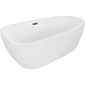Volně stojící vana Mexen Giada 170 x 90 cm, lesklá bílá, černý přepad - 52741709000-70