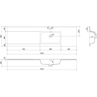 Mexen Otis pravé zapuštěné umyvadlo 161 x 46,5 cm, matná bílá - 25181601P