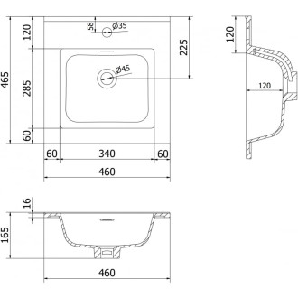 Zapuštěné umyvadlo Mexen Otis 46 x 46,5 cm, matně černá - 25184571