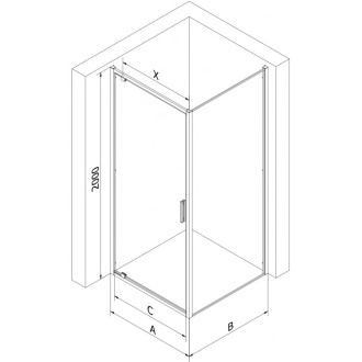 Sprchový kout Mexen Exo s výklopným mechanismem 70 x 95 cm, průhledný, černý - 8181-070-095-70-00