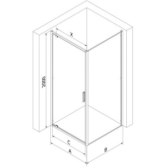 Sprchový kout Mexen Exo s výklopným mechanismem 95 x 95 cm, průhledný, černý - 8181-095-095-70-00