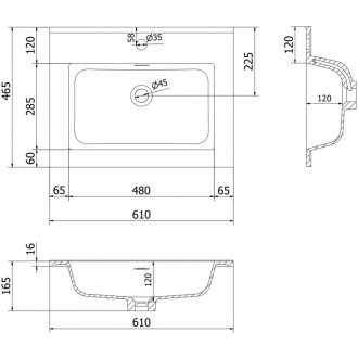 Zapuštěné umyvadlo Mexen Otis 61 x 46,5 cm, matně černá - 25186071