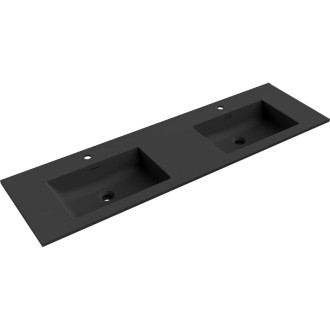 Dvojité zapuštěné umyvadlo Mexen Otis 161 x 46,5 cm, matná černá - 25181671D
