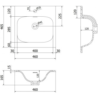 Zapuštěné umyvadlo Mexen Vela 46 x 46,5 cm, lesklá bílá - 25234500