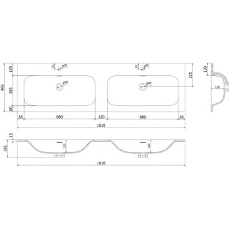 Dvojité zapuštěné umyvadlo Mexen Vela 161 x 46,5 cm, lesklá bílá - 25231600D