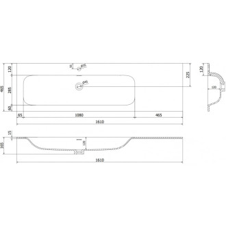 Umyvadlo Mexen Vela levé zapuštěné 161 x 46,5 cm, bílý lesk - 25231600L