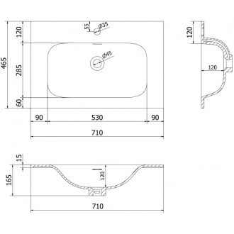 Zapuštěné umyvadlo Mexen Vela 71 x 46,5 cm, matná bílá - 25237001