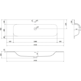Zapuštěné umyvadlo Mexen Vela 141 x 46,5 cm, matná bílá - 25231401