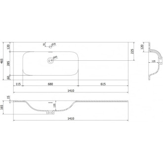 Levé zapuštěné umyvadlo Mexen Vela 141 x 46,5 cm, matná bílá - 25231401L