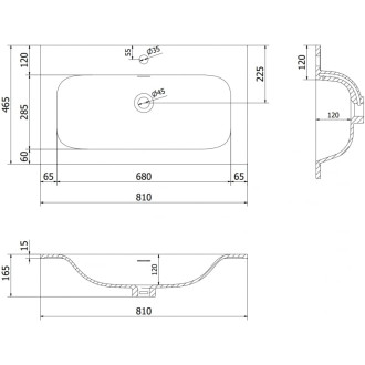 Zapuštěné umyvadlo Mexen Vela 81 x 46,5 cm, matná černá - 25238071