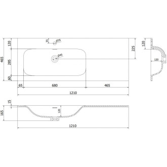 Levé zapuštěné umyvadlo Mexen Vela 121 x 46,5 cm, matná černá - 25231271L