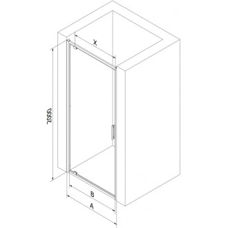 Sprchové dveře Mexen Exo s otočnými rameny 75 cm, průhledné, černé - 8181-075-000-70-00