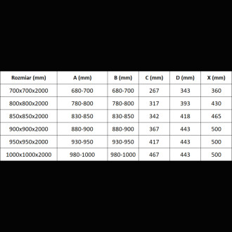 Mexen Exo čtvercový posuvný sprchový kout 80 x 80 cm, průhledný, černý - 8111-080-080-70-00