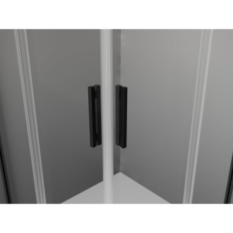 Mexen Exo čtvercový posuvný sprchový kout 90 x 90 cm, průhledný, černý - 8111-090-090-70-00