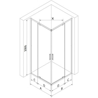 Sprchový kout Mexen Exo čtvercový, výklopný, 80 x 80 cm, průhledný, chrom - 8110-080-080-01-00