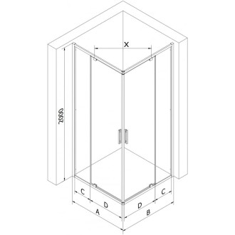 Sprchový kout Mexen Exo čtvercový, výklopný 100 x 100 cm, průhledný, černý - 8110-100-100-70-00