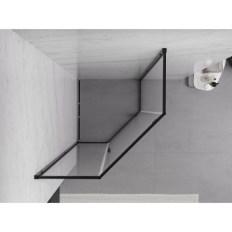 Sprchový kout Mexen Exo pětiúhelníkový výklopný 80 x 80 cm, průhledný, černý - 812-080-080-70-00