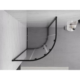 Mexen Exo půlkruhový posuvný sprchový kout 80 x 80 cm, průhledný, černý - 8132-080-080-70-00