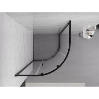 Mexen Exo půlkruhový posuvný sprchový kout 80 x 80 cm, průhledný, černý - 8131-080-080-70-00