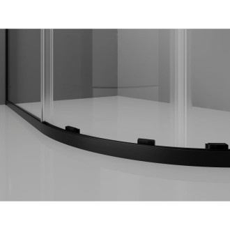 Mexen Exo půlkruhový asymetrický posuvný sprchový kout 90 x 80 cm, průhledný, černý - 8131-090-080-70-00