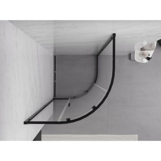 Mexen Exo půlkruhový posuvný sprchový kout 90 x 90 cm, průhledný, černý - 8131-090-090-70-00