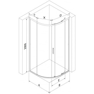 Mexen Exo půlkruhový asymetrický posuvný sprchový kout 100 x 90 cm, průhledný, černý - 8131-100-090-70-00