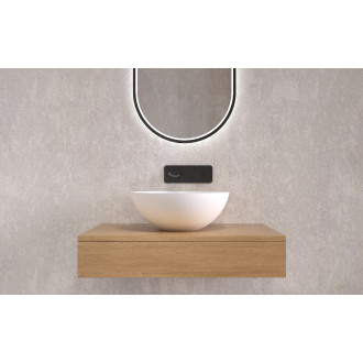 CERANO - Umyvadlo z litého mramoru Ovalo - na desku - bílá matná - 40x40 cm