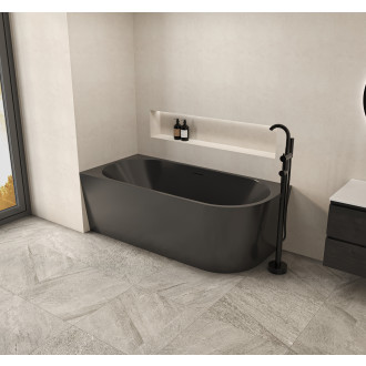 CERANO Volně stojící akrylátová vana Bianco, levá černá mat 170x80
