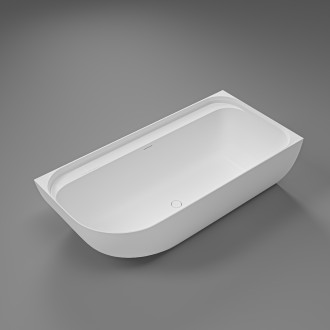 CERANO - Volně stojící vana z litého mramoru Valeria, pravá - bílá matná - 150x80 cm