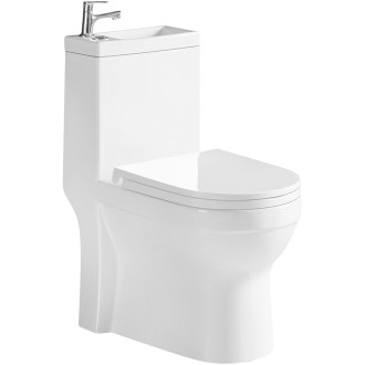 CERANO - WC kombi s umývátkem Hygisink, Rimless + UF sedátko - spodní/zadní odpad - bílá lesklá - 71,5x36 cm