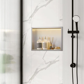 REA vestavná koupelnová police LED 30x45 steel brush REA-08547