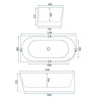 Rea Rohová akrylová vana WENUS LEFT 170cm REA-W0129