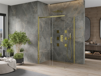 Mexen Omega výsuvná sprchová kabina 110 x 80 cm, průhledná, zlatá - 825-110-080-50-00