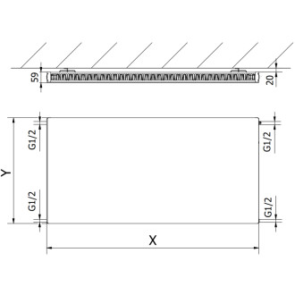 Deskový radiátor Mexen Flat CF11 900 x 600 mm, boční připojení, 654 W, bílý - W411F-090-060-00
