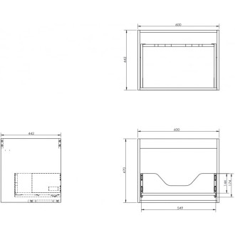 Korpus umyvadlové skříňky Mexen Box-A 60 cm, 1 zásuvka, bílý lesk - 91AX0-0600-470-1-00
