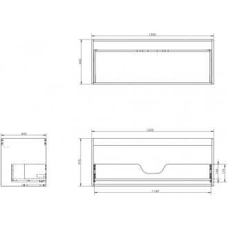 Korpus umyvadlové skříňky Mexen Box-A 120 cm, 1 zásuvka, bílý lesk - 91AX0-1200-470-1-00