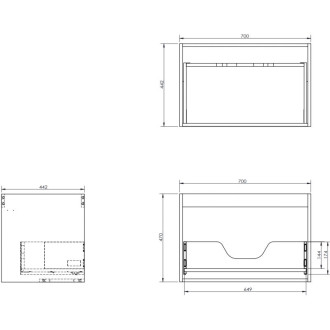 Korpus umyvadlové skříňky Mexen Box-A 70 cm, 1 zásuvka, matně šedá - 91AX0-0700-470-1-62