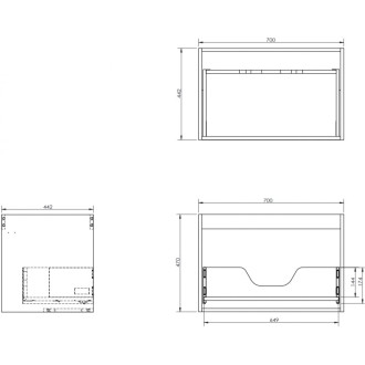 Korpus umyvadlové skříňky Mexen Box-A 70 cm, 1 zásuvka, matný grafit - 91AX0-0700-470-1-66