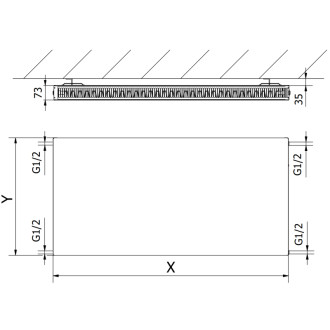 Deskový radiátor Mexen Flat CF21 300 x 400 mm, boční připojení, 252 W, antracit - W421F-030-040-66