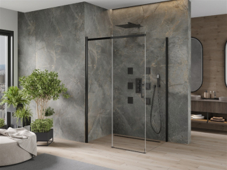 Mexen Omega výsuvná sprchová kabina 100 x 80 cm, průhledná, černá - 825-100-080-70-00