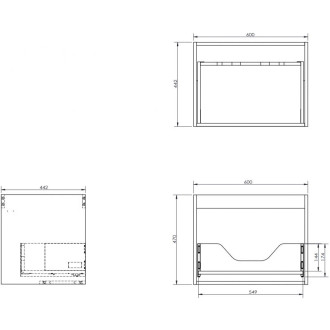 Korpus umyvadlové skříňky Mexen Box-A 60 cm, 1 zásuvka, matná černá - 91AX0-0600-470-1-71