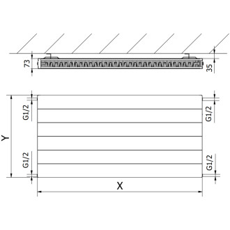 Deskový radiátor Mexen Line CL21 400 x 1800 mm, boční připojení, 1428 W, antracit - W421L-040-180-66