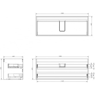 Korpus umyvadlové skříňky Mexen Box-A 120 cm, 2 zásuvky, bílý lesk - 91AX0-1200-470-2-00
