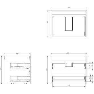 Korpus umyvadlové skříňky Mexen Box-A 60 cm, 2 zásuvky, matná bílá - 91AX0-0600-470-2-01