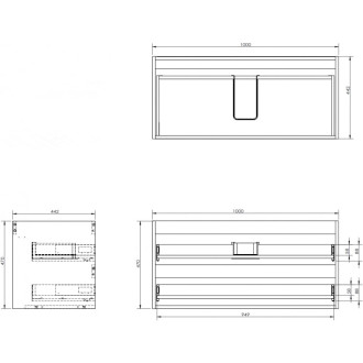 Korpus umyvadlové skříňky Mexen Box-A 100 cm, 2 zásuvky, matná bílá - 91AX0-1000-470-2-01