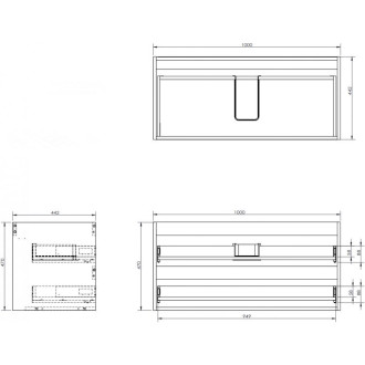 Korpus umyvadlové skříňky Mexen Box-A 100 cm, 2 zásuvky, matně šedá - 91AX0-1000-470-2-62