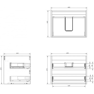 Korpus umyvadlové skříňky Mexen Box-A 60 cm, 2 zásuvky, matný grafit - 91AX0-0600-470-2-66