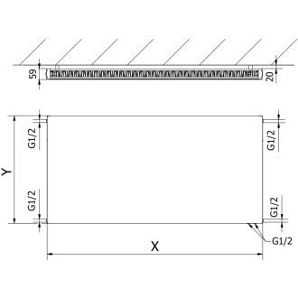 Deskový radiátor Mexen Flat CVF11 400 x 1800 mm, spodní připojení, 998 W, antracit - W611F-040-180-66