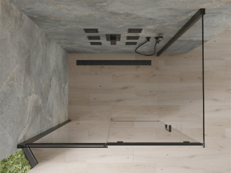 Mexen Omega výsuvná sprchová kabina 140 x 100 cm, průhledná, černá - 825-140-100-70-00