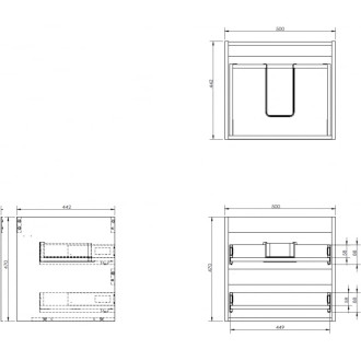 Korpus umyvadlové skříňky Mexen Box-A 50 cm, 2 zásuvky, dub - 91AX0-0500-470-2-81